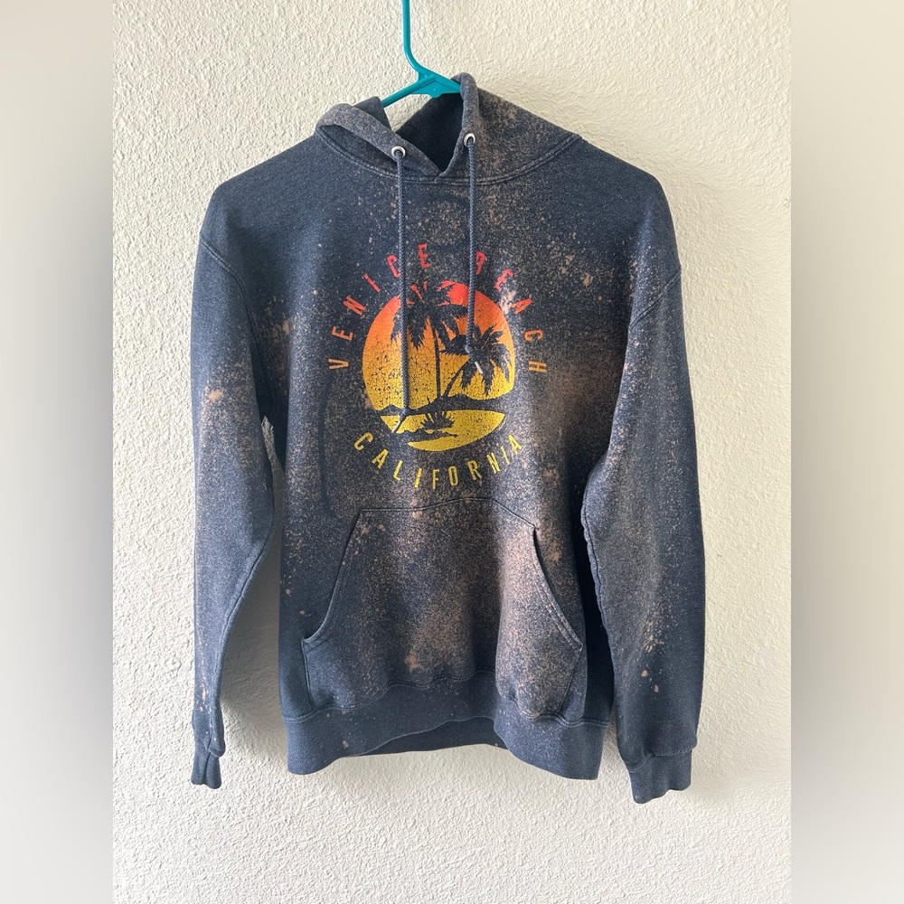Jerzees Bleach Splatter Hoodie Size S Venice Beach California Graphic Pullover - Picture 9 of 9